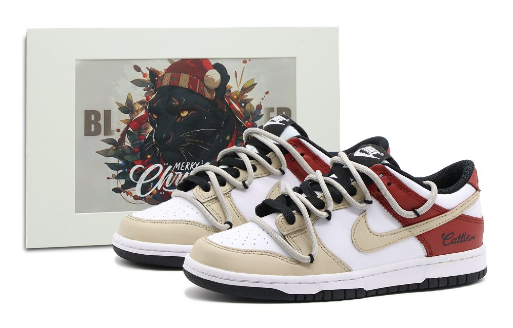 Nike Dunk Low-Top Skateboard Shoes Men's Red Yellow