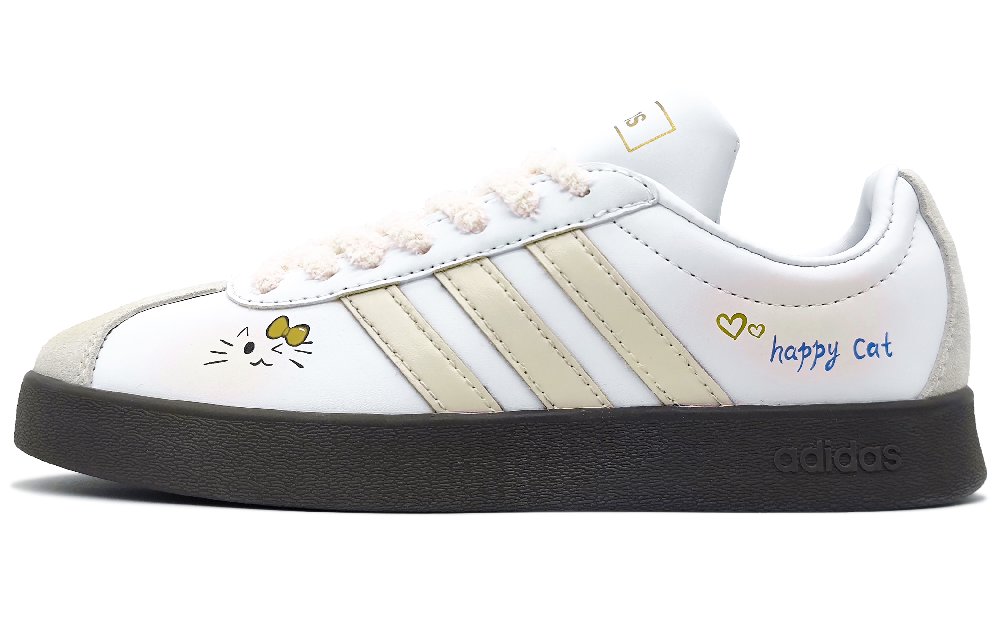 Adidas Neo VL Court 2.0 Abrasion Resistant Low Top Skateboard Shoes Unisex White Yellow