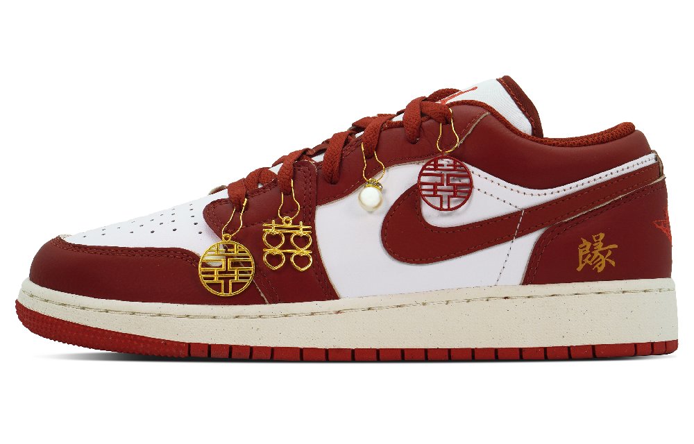 JORDAN Air JORDAN 1 Vintage Basketball Shoes Women's Low Top Red/Gold/White