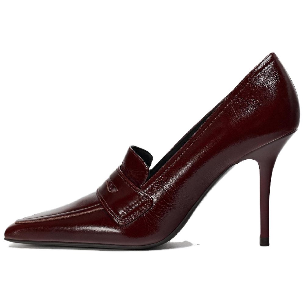 ZARA Slim Heel High Heels 9.5cm Women's Burgundy