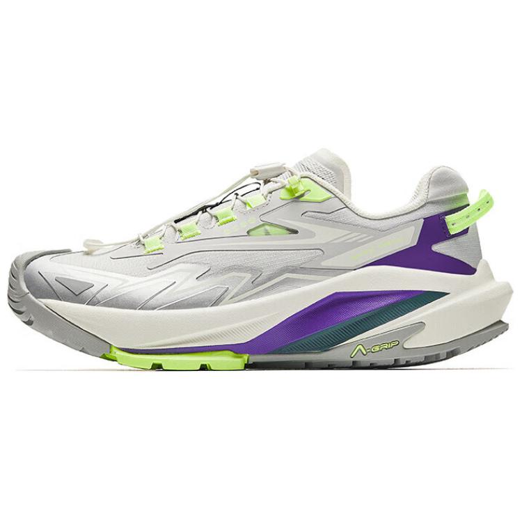 Anta Mountain Exploration Cushioning Wear-Resistant Low-Top Trekking Shoes Women's Gray Purple Green
