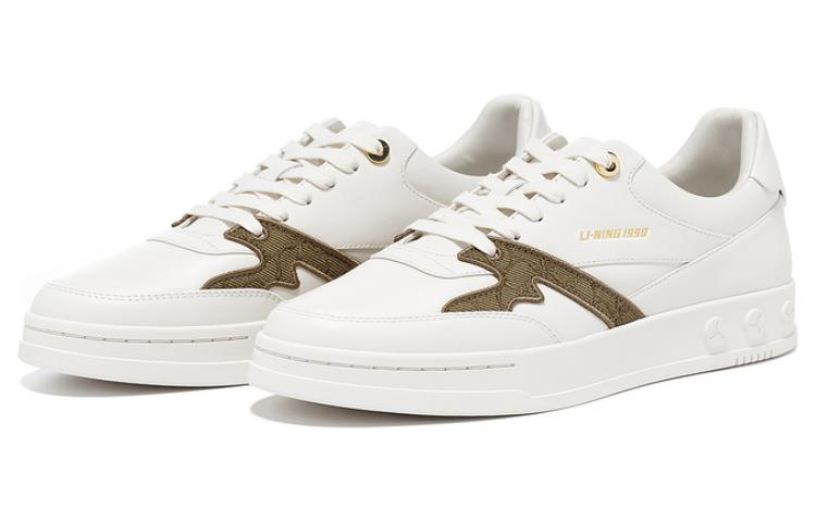 LI NING 1990 Cushioning Low Top Skateboard Shoes Men's White Umber