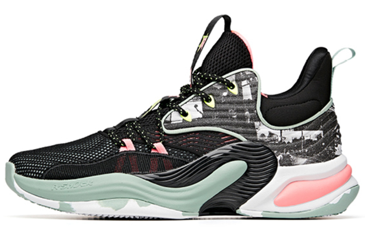 ANTA Basketball Shoes Men's Low top Black Pink Green