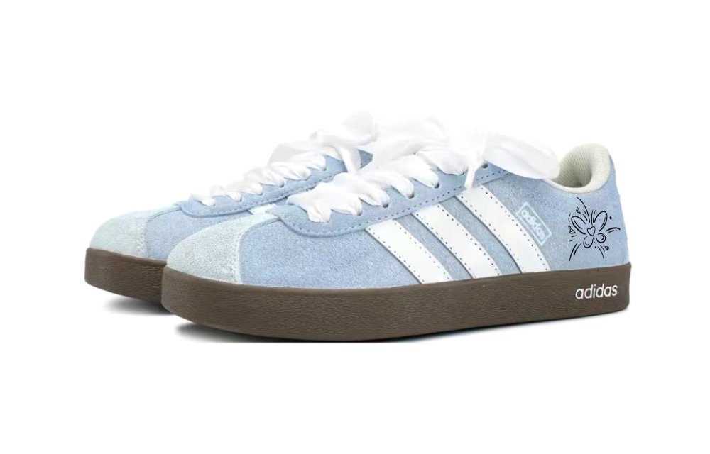 Adidas Neo VL Court 2.0 Anti-Slip Wear-Resistant Low-Top Skateboard Shoes Unisex Ice Blue