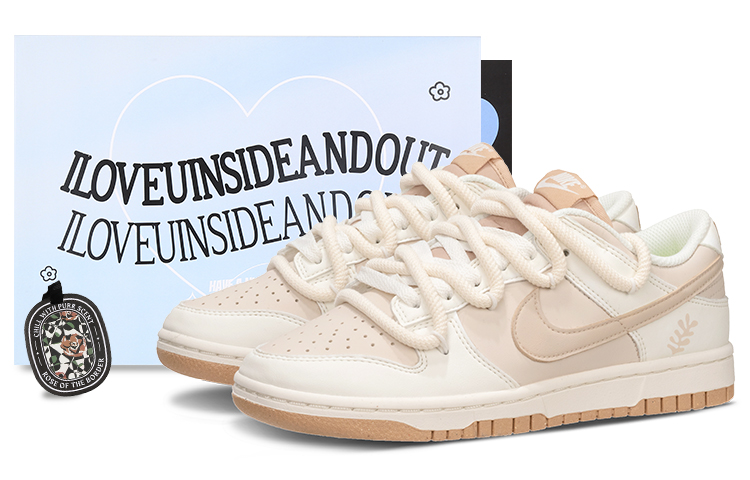 Nike Dunk Black Tea Ice Cream Low Top Skateboard Shoes Women's White Brown