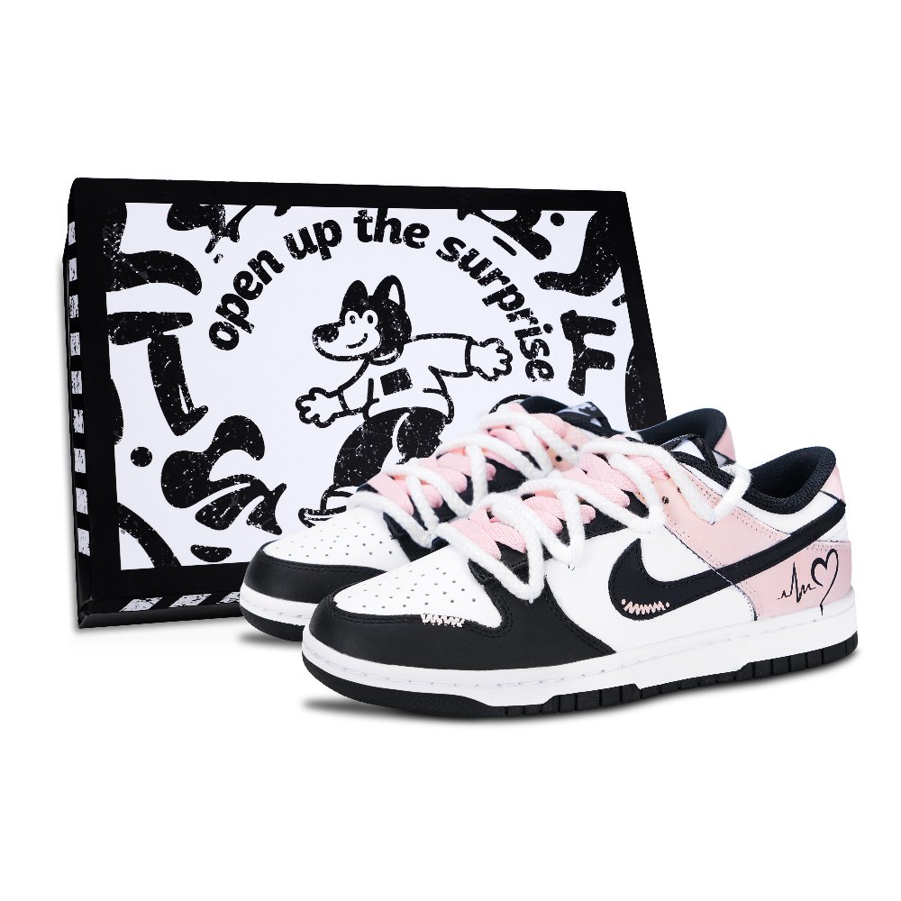 Nike Dunk Heart Electrical Diagram Anti Slip Wear Resistant Low Top Skateboard Shoes Unisex Black Pink