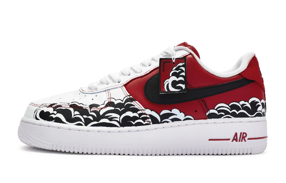 Nike Air Force 1 811 Manufacturing, Splendid Rivers And Streams Low Top Skateboard Shoes GS Red Black White