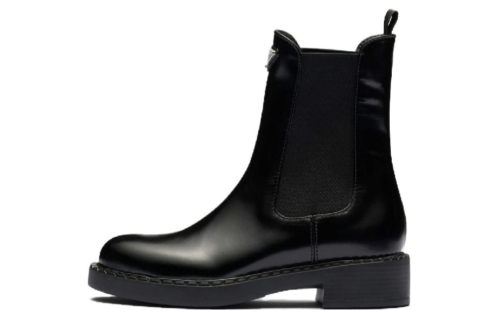 PRADA Brushed Leather Ankle Boots