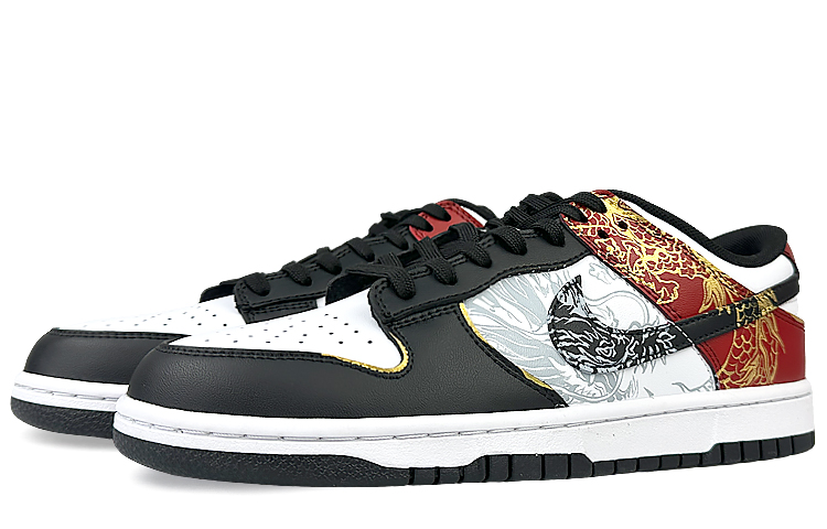 Nike Dunk Low-Top Skateboard Shoes Men's Black Red