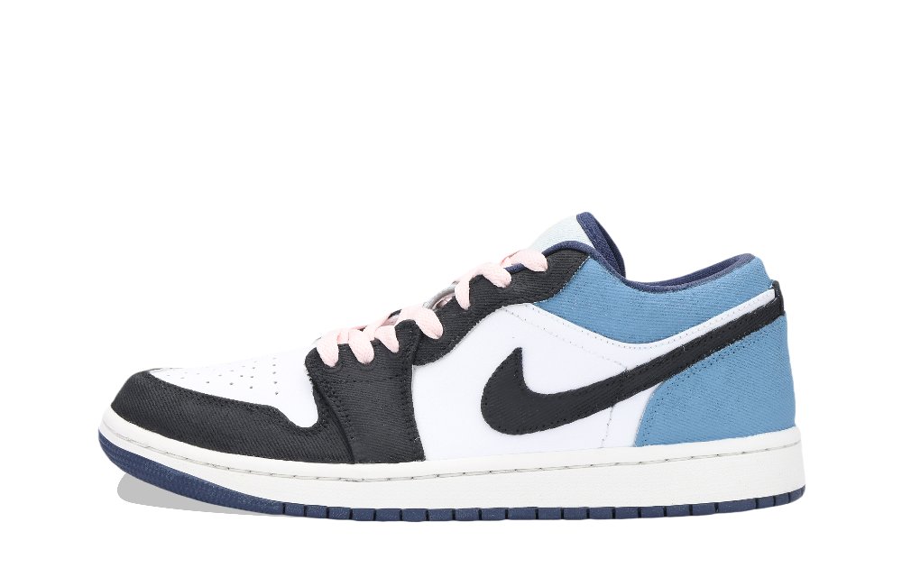 Jordan Air Jordan 1 Denim Huichao Cushioning, Wear Resistant Low Top Vintage Basketball Shoes Unisex Blue Black