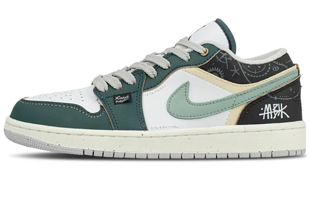Jordan Air Jordan 1 Low Top Vintage Basketball Shoes Unisex Olive Green