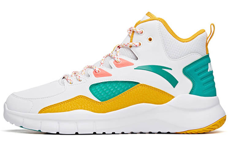 ANTA Vintage Basketball Shoes Men Mid-Top ANTA White/Ginger Yellow/Seaweed Green
