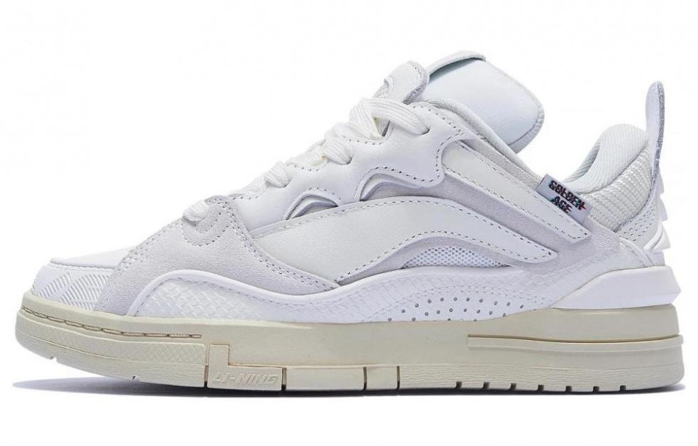 LiNing Wave Golden Anti-Slip Wear-Resistant Low-Top Skateboard Shoes Women's White