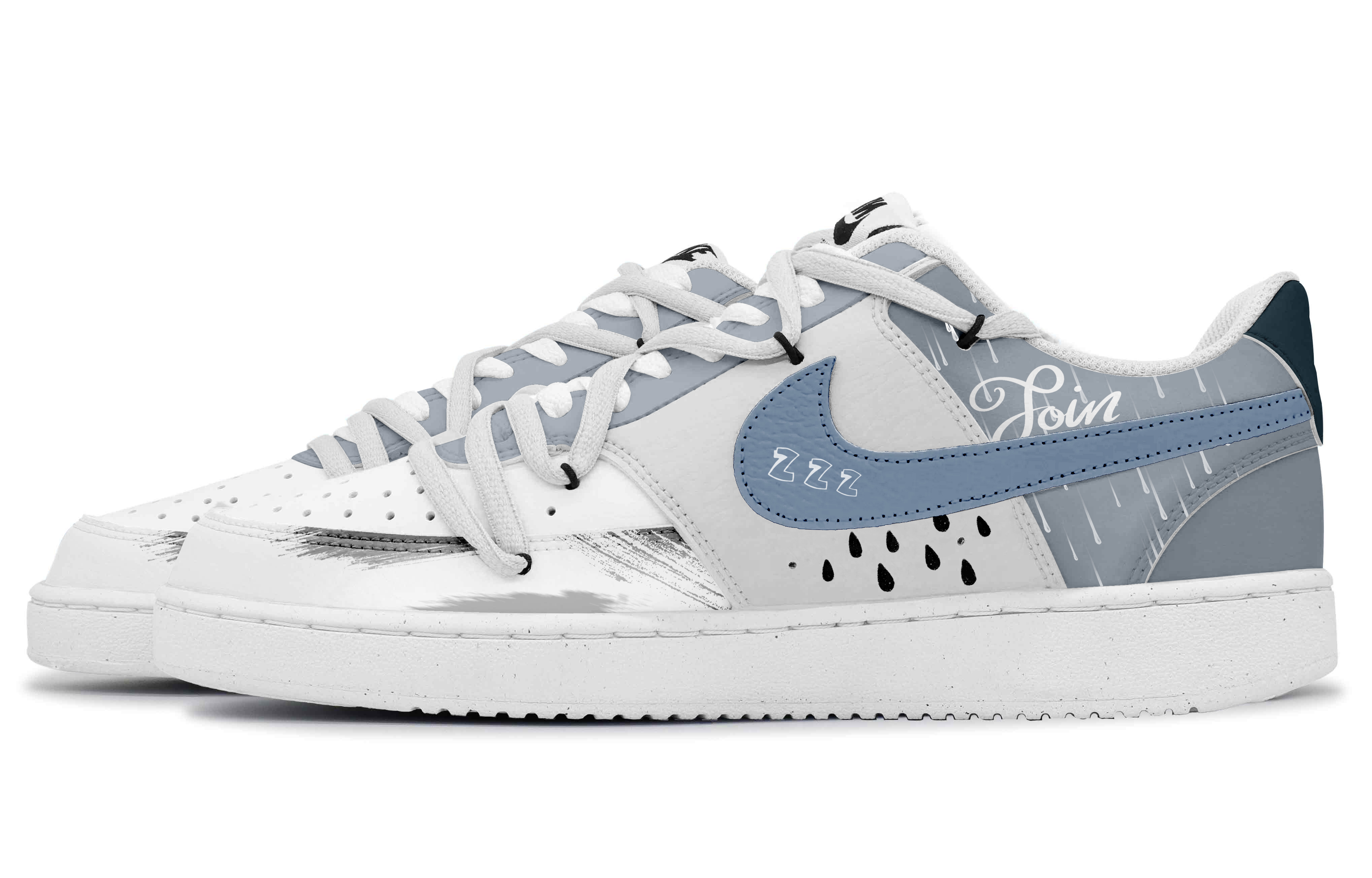 Nike Court Vision 1 Anti-Slip Wear-Resistant Low-Top Skateboard Shoes Men's Blue Gray White купить в интернет-магазине Yoocart с быстрой доставкой по России.