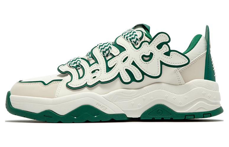 361° Puffy Anti Slip Wear Resistant Low Top Skateboard Shoes Men's White Green