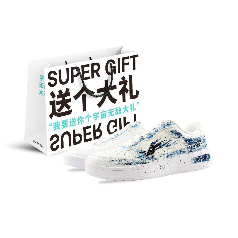 LiNing Pontoon Boats Coverage Slip Resistant And Abrasion Resistant Low Top Skateboard Shoes Men's White Blue