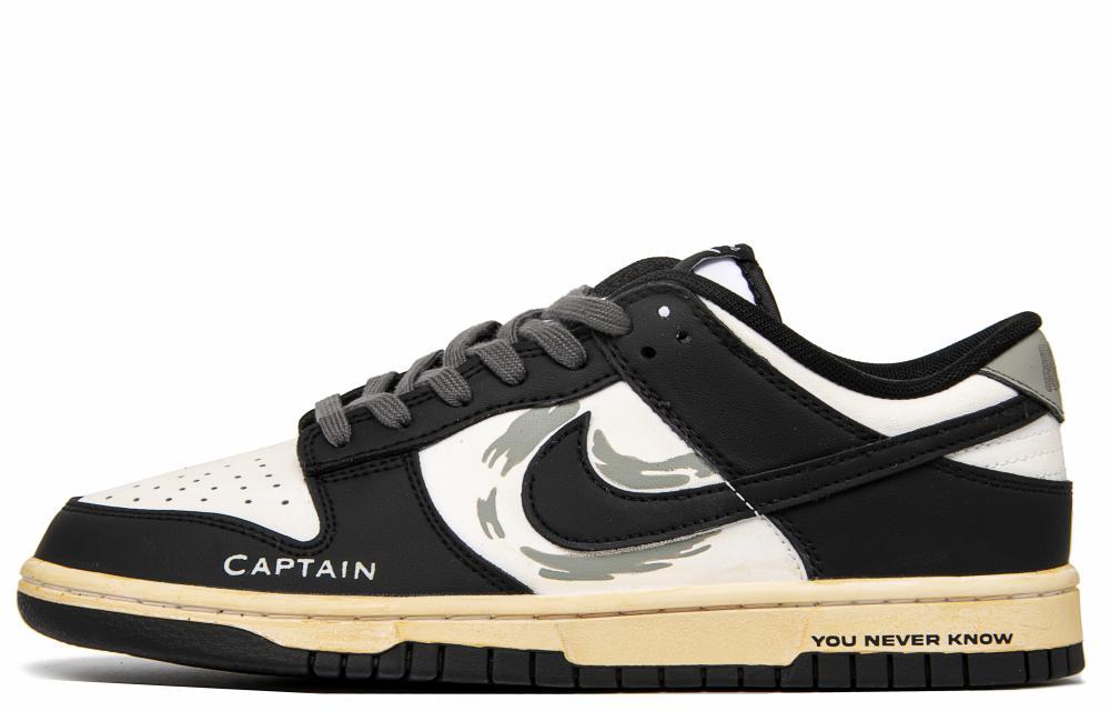 Nike Dunk Racing Through Time Anti Slip Wear Resistant Low Top Skateboard Shoes Unisex Black White Gray