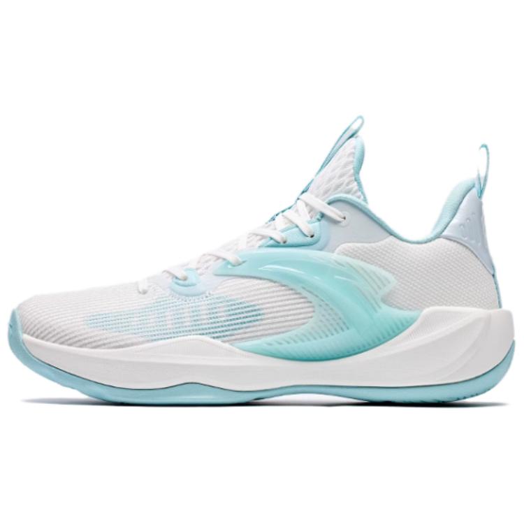 Anta Light Cavalry 9 Shock Absorbers Slip Resistant Abrasion Resistant Low top Basketball Shoes Men's White Gray Blue