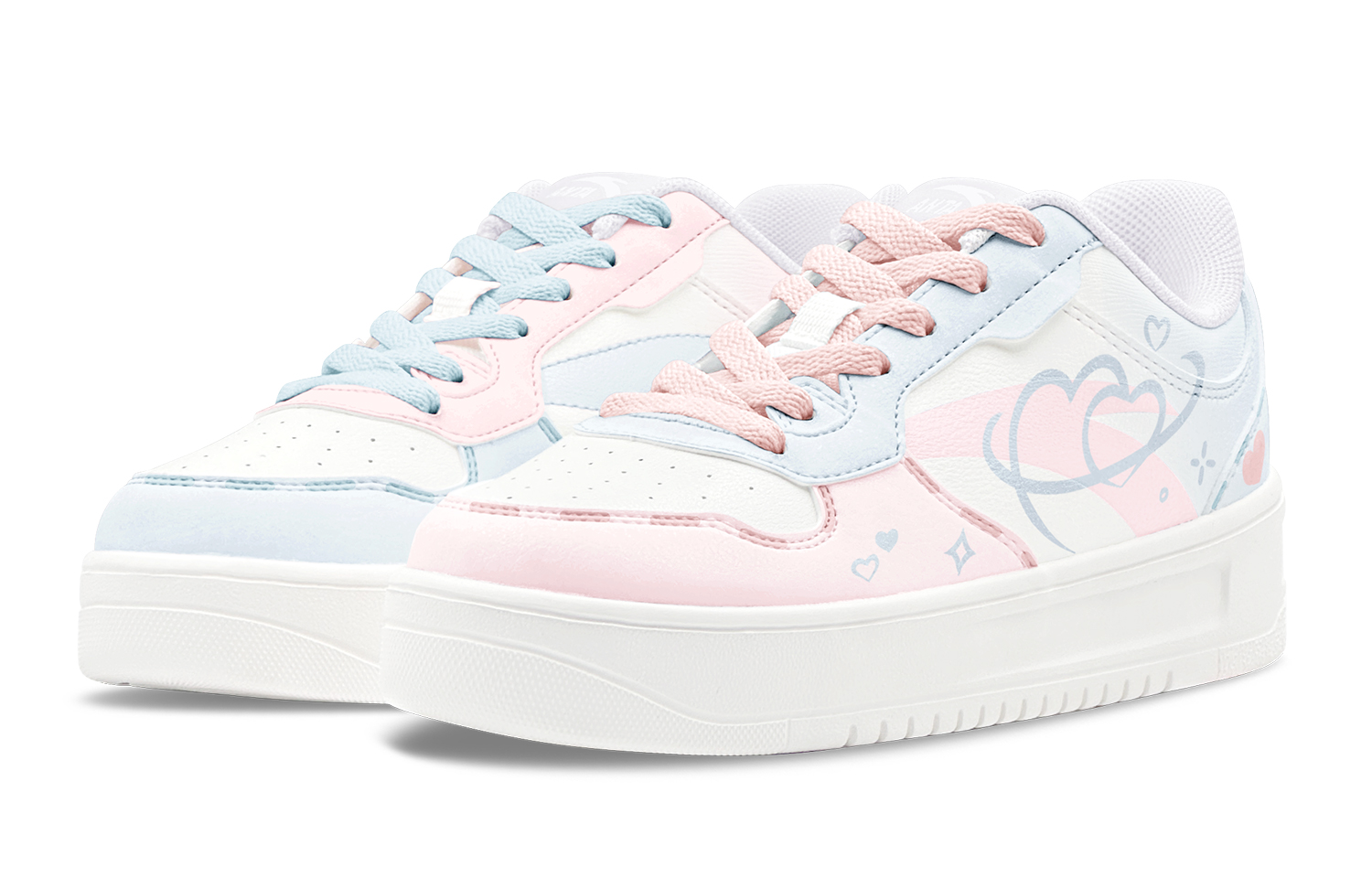 Anta Relaxed Abrasion Resistant, Lightweight, And Breathable Low Top Skateboard Shoes Women's Blue Pink Mismatched