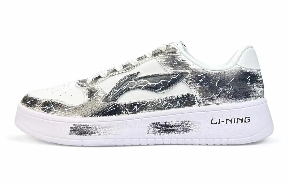 LiNing Pontoon Boats Wear resistant And Lightweight Low top Skateboard Shoes Men's Black White
