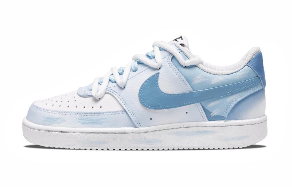 Nike Court Vision 1 Azure Realm Anti-Slip Wear-Resistant Low-Top Skateboard Shoes Men's White Blue