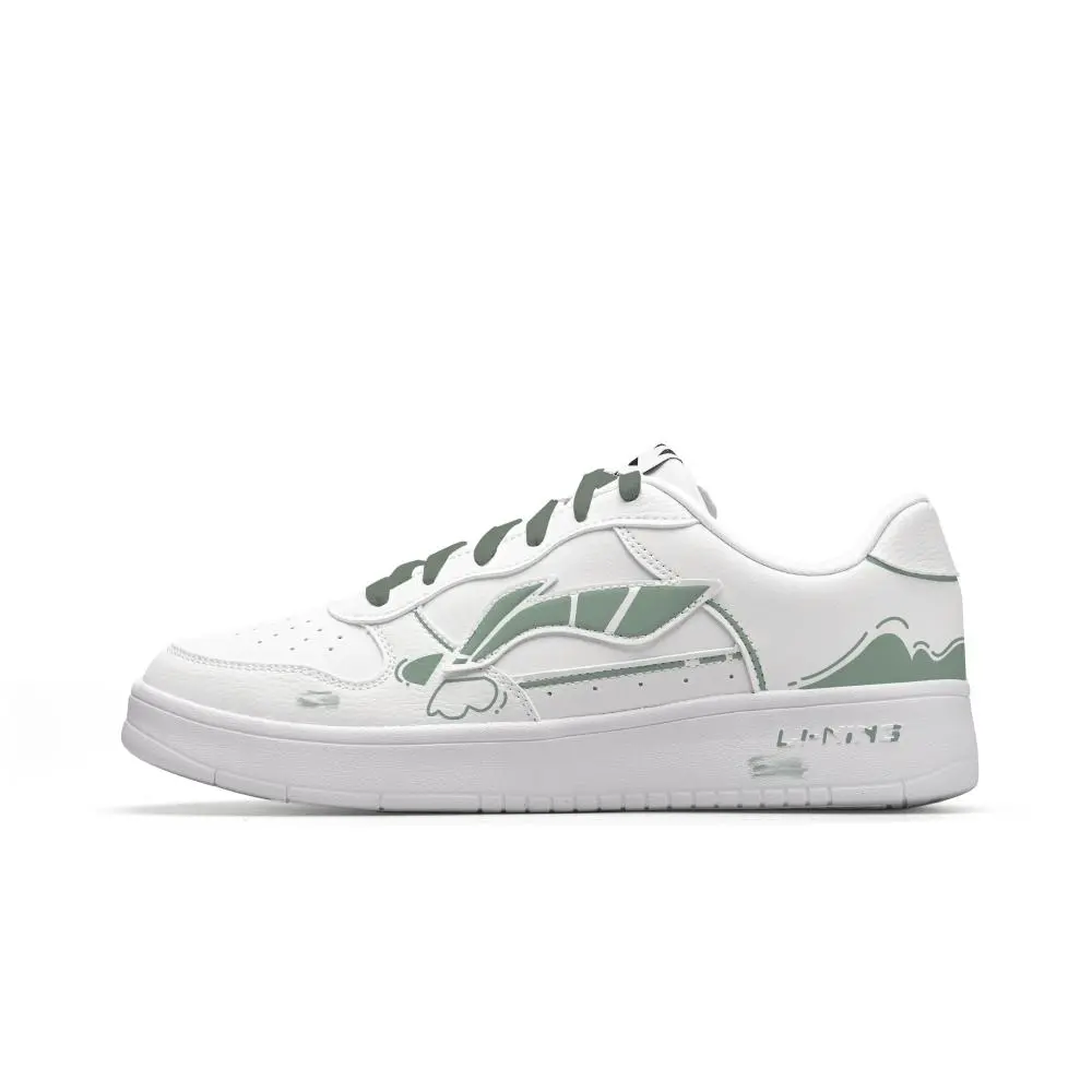 LiNing Pontoon Boats Cushioning, Wear Resistant Low Top Skateboard Shoes Men's White