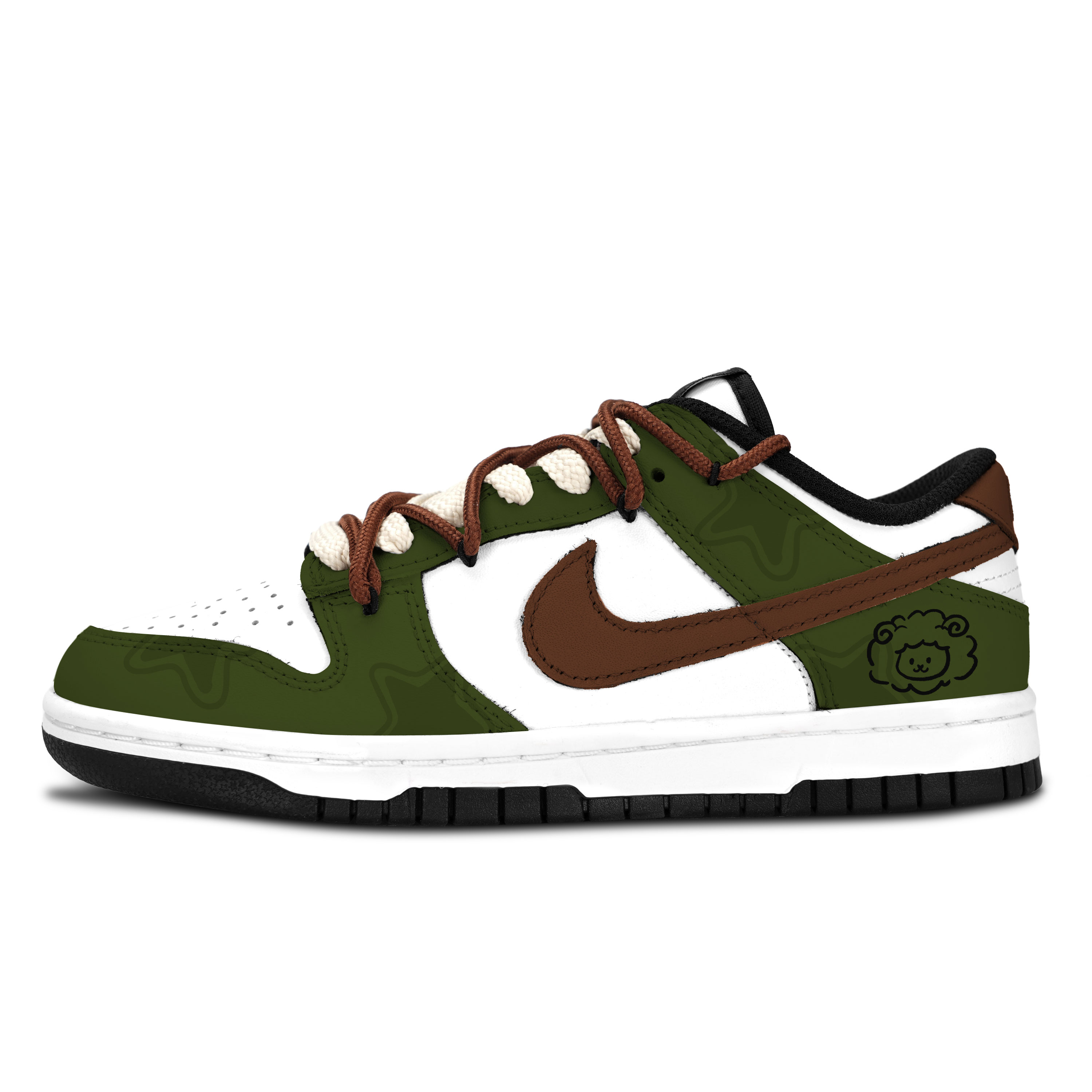 Nike Dunk Black White, Green Tone Fun Abrasion Resistant Low top Skateboard Shoes Unisex Green White