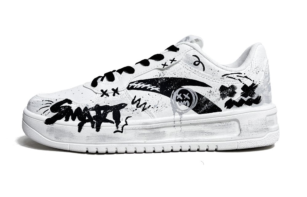 Anta Relaxed Wear resistant And Lightweight Low Top Skateboard Shoes Men's White Black
