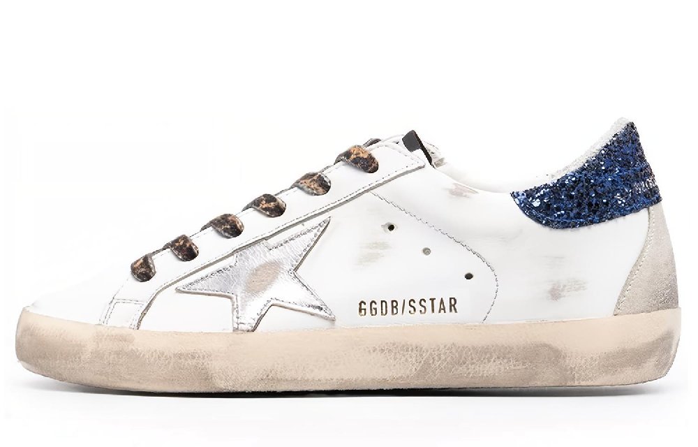 Golden Goose Super Star Stylish Skateboarding Shoes Women's White Blue Vintage Version