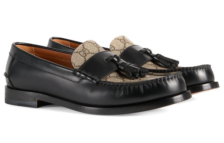 GUCCI Tassel Gg Canvas Loafers Black Ebony купить в интернет-магазине Yoocart с быстрой доставкой по России.