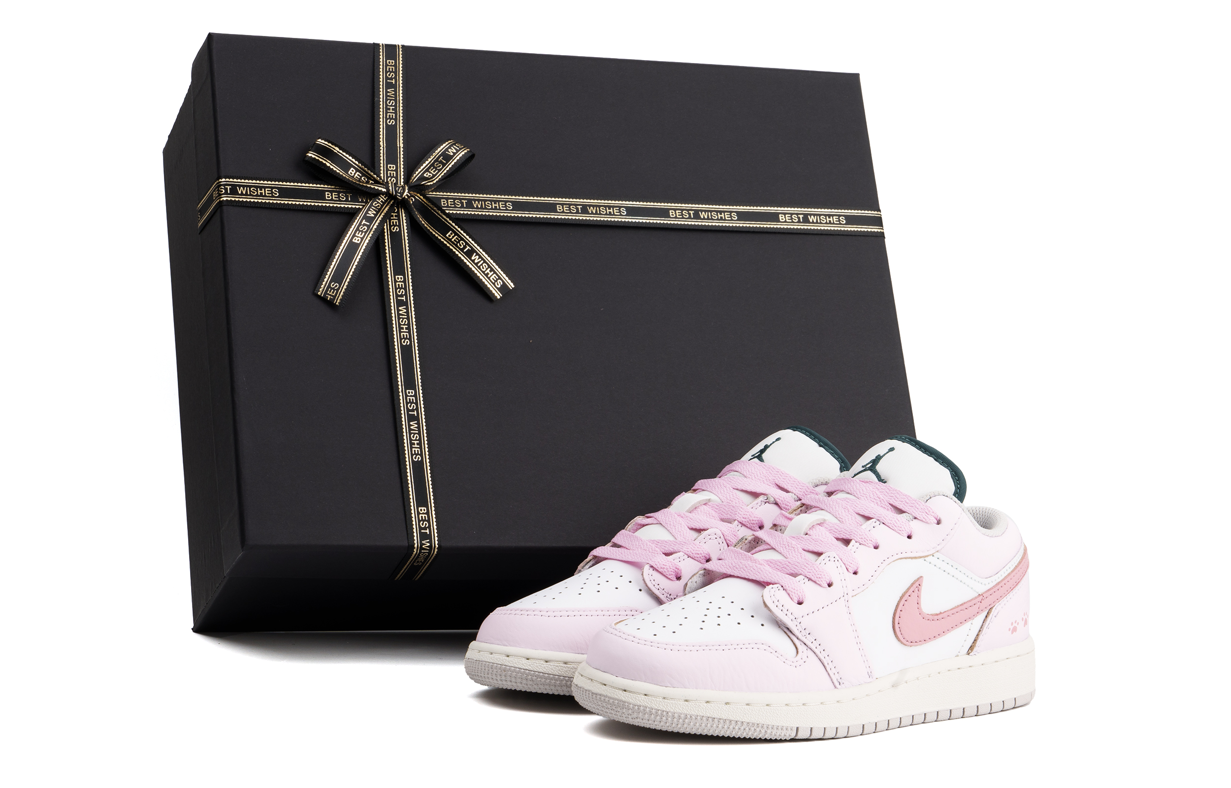 Jordan Air Jordan 1 Cushioning, Wear Resistant Low top Vintage Basketball Shoes Unisex Pink White