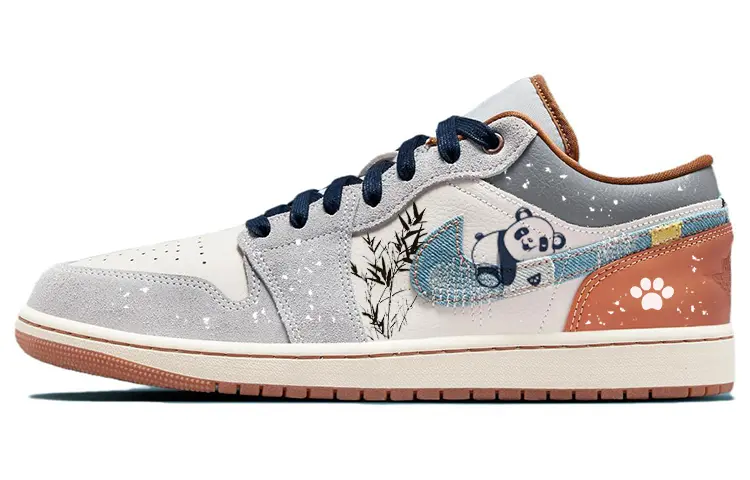 Jordan Air Jordan 1 Anti-Slip Wear-Resistant Low-Top Vintage Basketball Shoes Men's White Blue