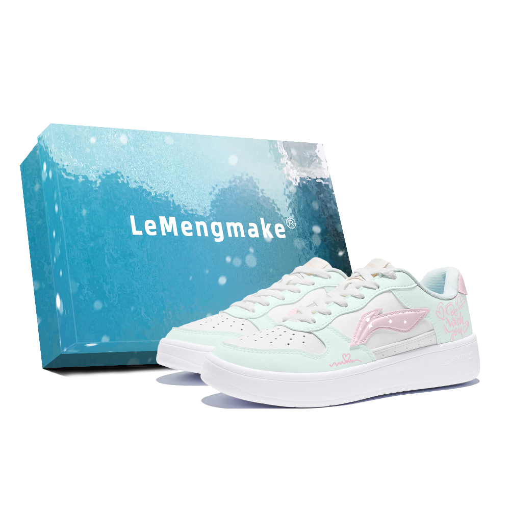 LiNing Pontoon Boats Anti Slip Wear Resistant Low Top Skateboard Shoes Women's White Pink