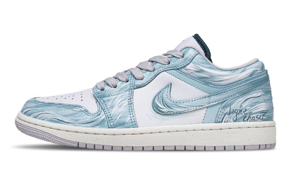 Jordan Air Jordan 1 Green And Bittersweet Abrasion Resistant Low Top Vintage Basketball Shoes Men's Green White