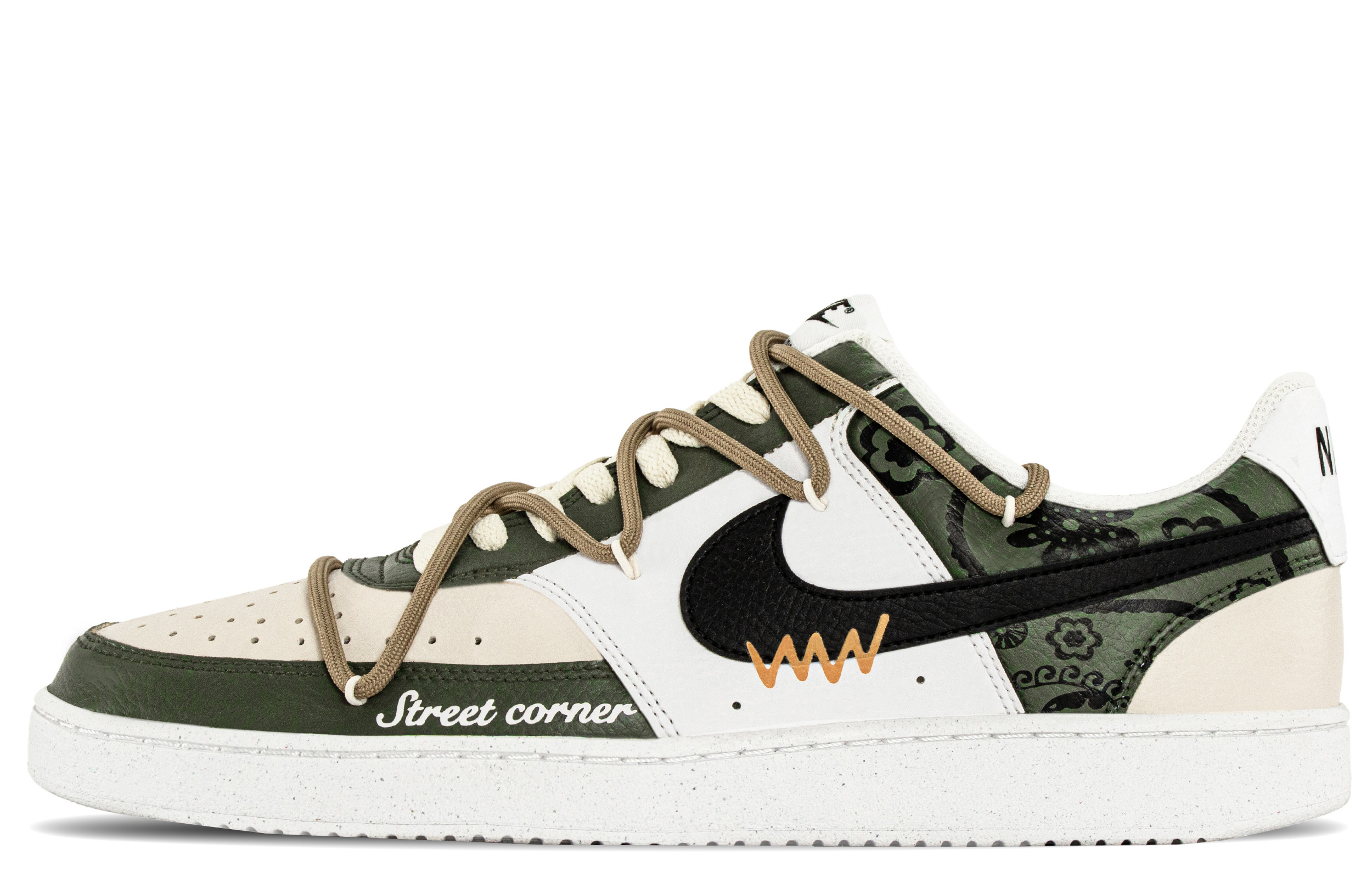 Nike Court Vision 1 New Street Cashews, Bear Gift Box Cushioning Low top Skateboard Shoes Men's