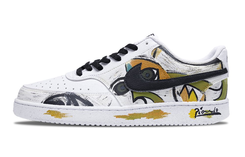 Nike Court Vision 1 Low-Top Skateboard Shoes Men's Yellow Green