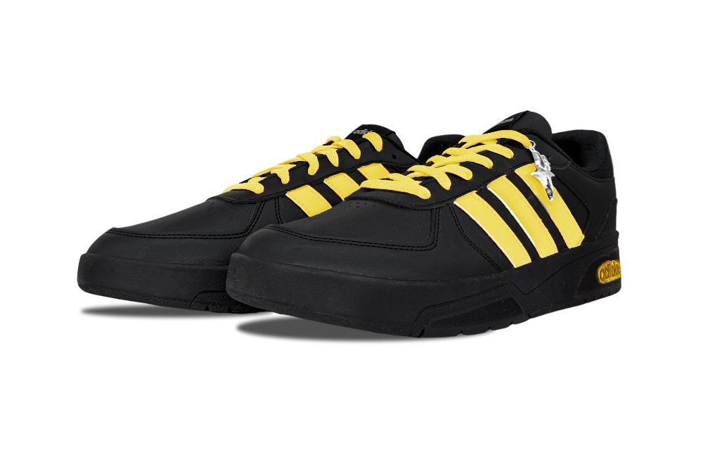 Adidas Neo Courtbeat Champagne Abrasion Resistant Low Top Skateboard Shoes Unisex Black Yellow