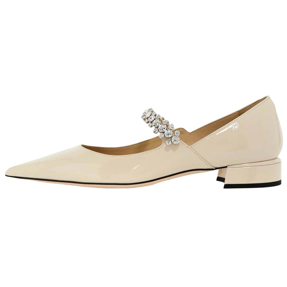 Jimmy Choo Bing Chunky Heel Casual Single Shoes Women's Ecru