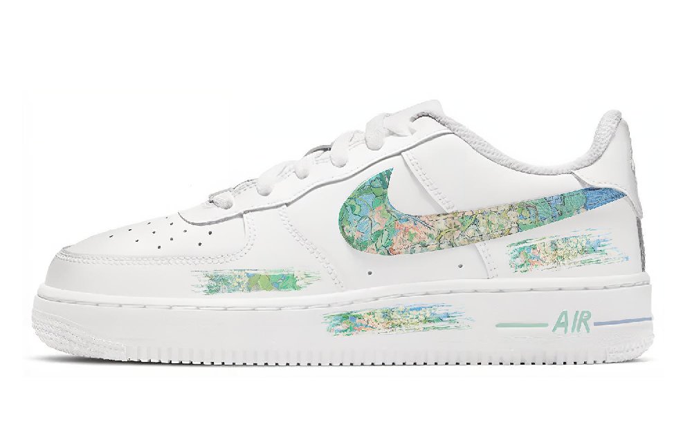 Nike Air Force 1 Anti-Slip Wear-Resistant Low-Top Skateboard Shoes Women's White Blue