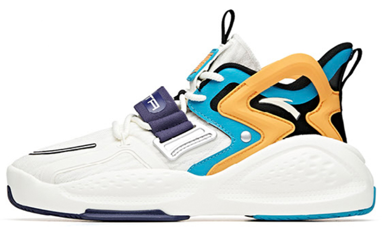 Anta Bastard 2 Shock Absorbers Slip Resistant Abrasion Resistant High top Skateboard Shoes Men's White Blue Orange