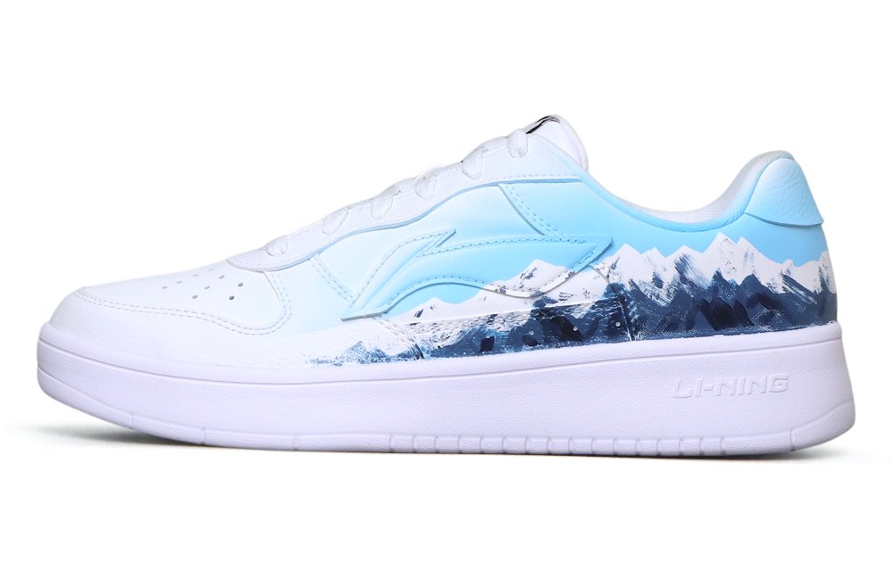 LiNing Pontoon Boats Anti-Slip And Wear-Resistant Breathable Low-Top Skateboard Shoes Men's White Blue