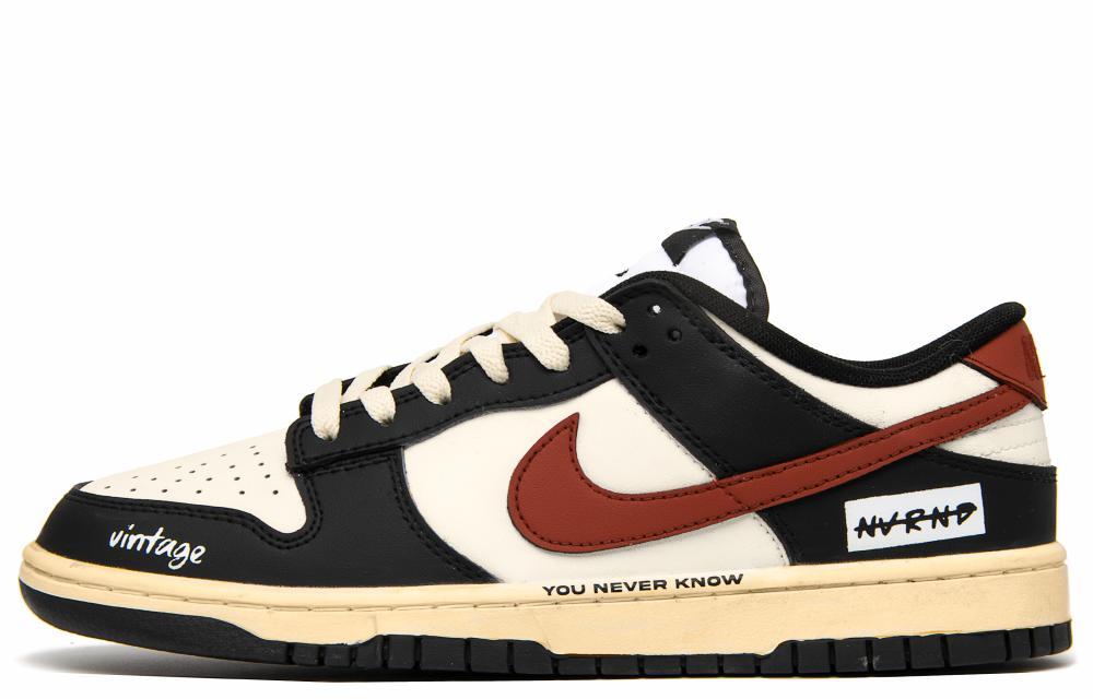 Nike Dunk Tropical Amber Anti Slip Wear Resistant Low Top Skateboard Shoes Unisex Black White Red