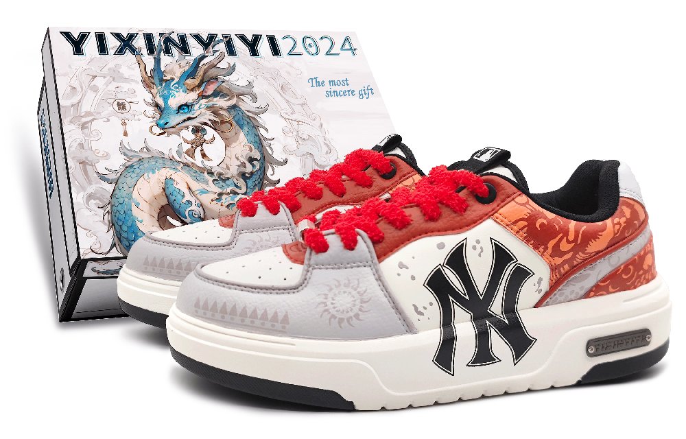 MLB Chunky Liner Low-Top Skateboard Shoes Unisex Red Gray