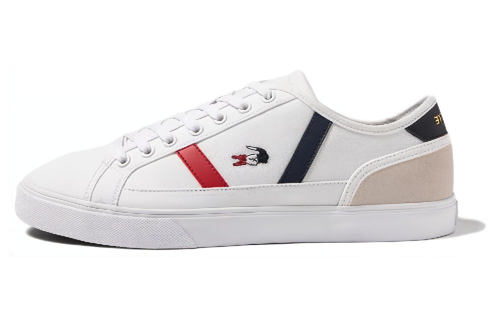 LACOSTE Slip-Resistant Low-Top Skateboard Shoes Men's White Red Blue