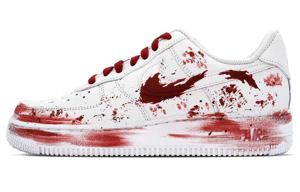Nike Air Force 1 Anti-Slip Wear-Resistant Low-Top Skateboard Shoes Unisex White Red