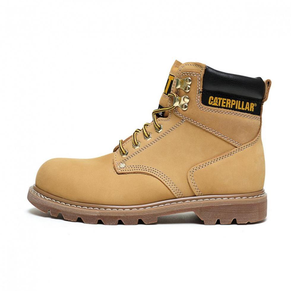 CAT Breathable Wear Resistant Cushioning Slip Resistant Short Outdoor Boots Men's Brown Yellow