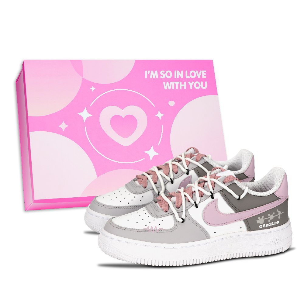 Nike Air Force 1 Abrasion Resistant Low Top Skateboard Shoes Unisex Gray Pink