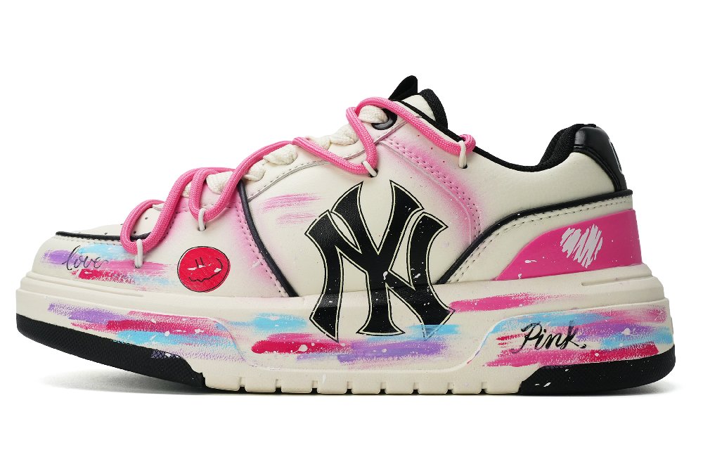 MLB Chunky Liner Sweet Sister Time Wear-Resistant Height Increasing Low-Top Skateboard Shoes Unisex White Pink