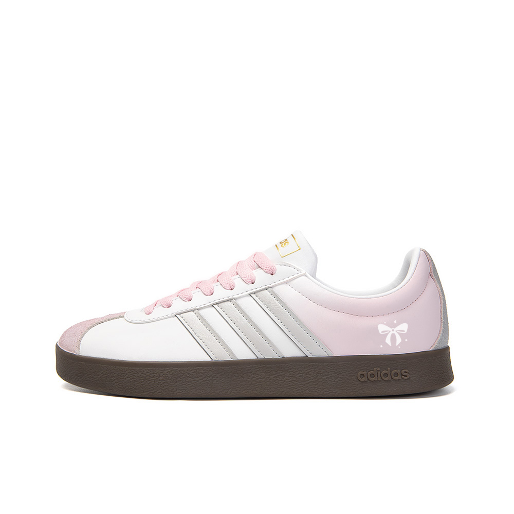 Adidas Neo VL Court 2.0 Anti-Slip Wear-Resistant Low-Top Skateboard Shoes Unisex Pink White
