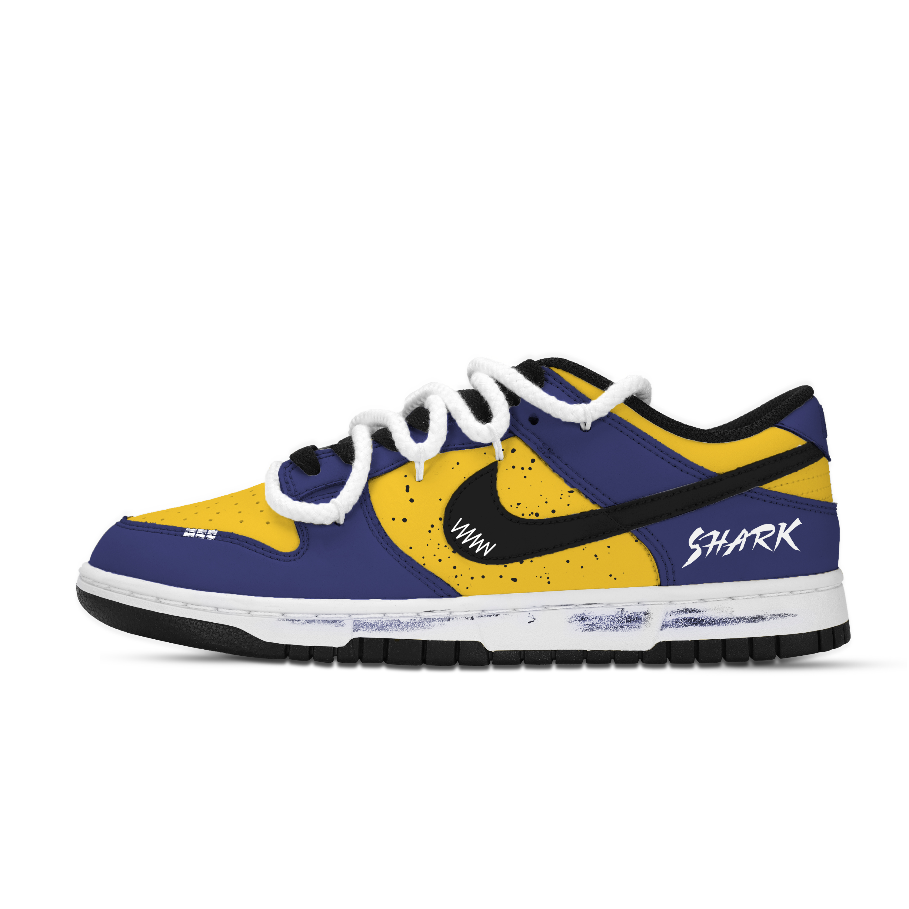 Nike Dunk Remnant Shark Blood Shadow Slip Resistant Abrasion Resistant Low top Skateboard Shoes Unisex Yellow Blue